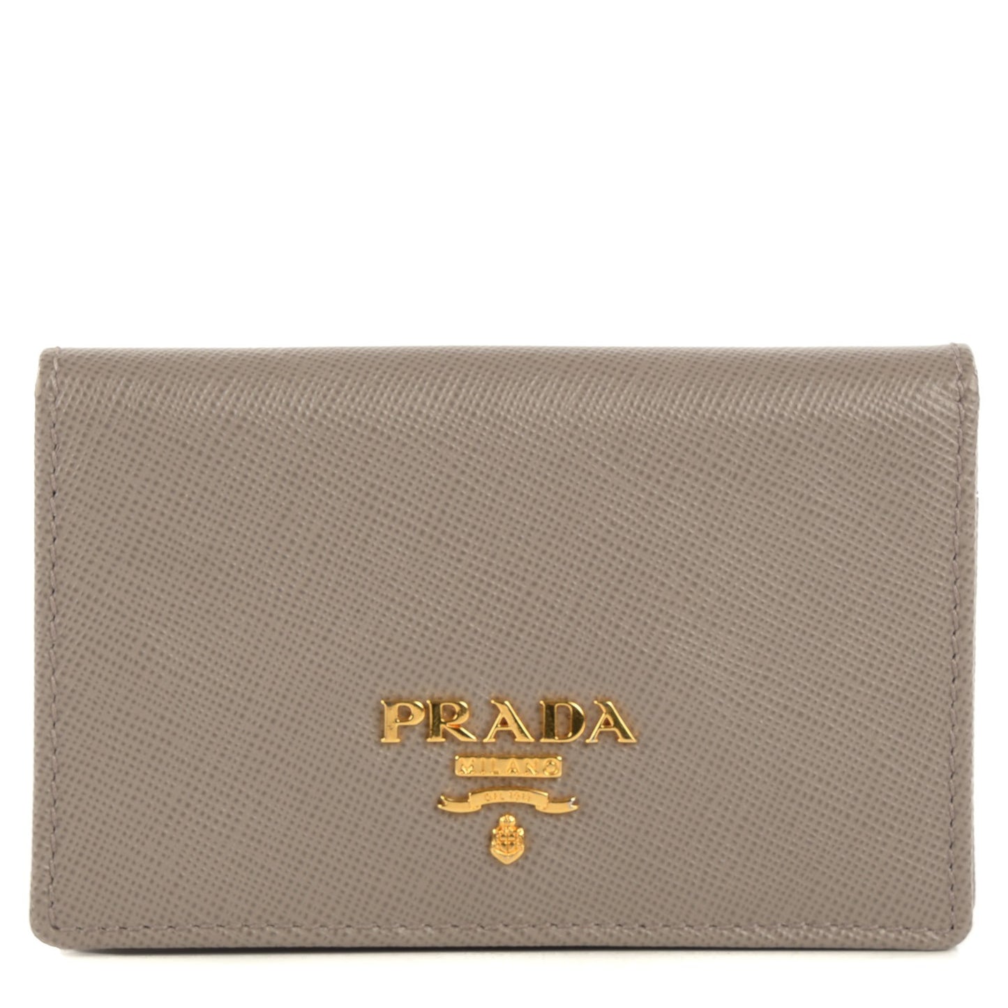 Saffiano Metal Bi-Fold Card Holder Wallet Argilla