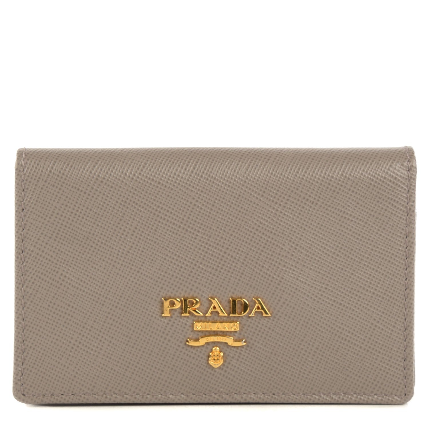 Prada Saffiano Metal Bi-Fold Card Holder Wallet Argilla 1 of 10