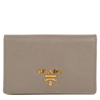 Prada Saffiano Metal Bi-Fold Card Holder Wallet Argilla 1 of 10