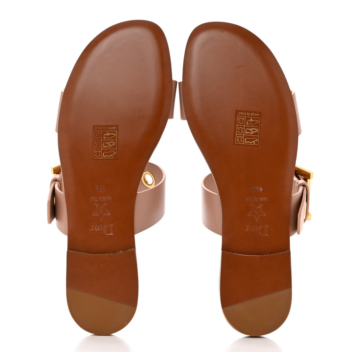 Christian Dior Calfskin D-Dior Slide Sandals 36.5 Rose De Vents 5 of 9