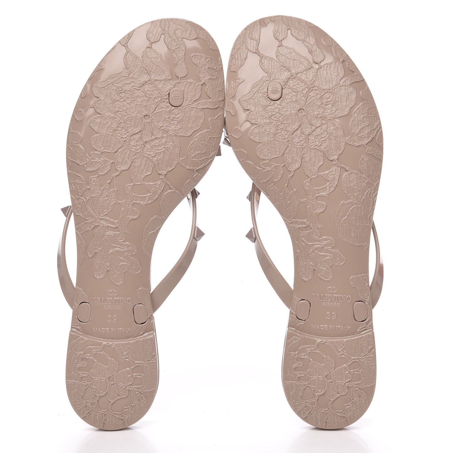 PVC Jelly Rockstud Bow Thong Sandals 39 Poudre