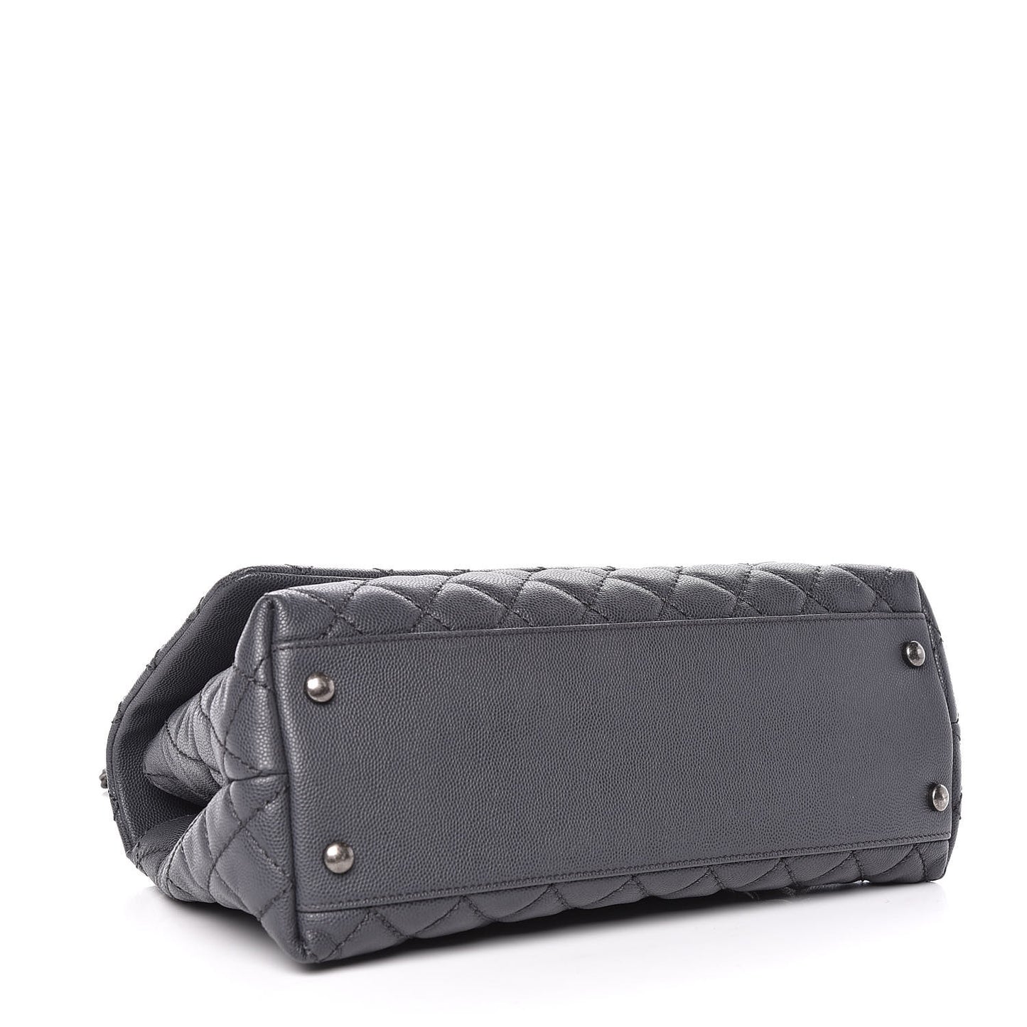 Caviar Quilted Small Coco Handle Flap Gray