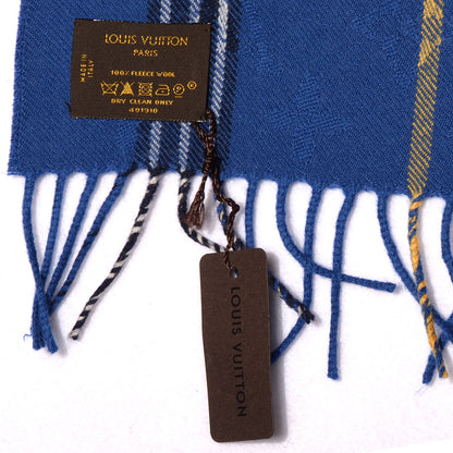 Louis Vuitton Wool Plaid Masai Tartan Rug Shawl Blue 5 of 5