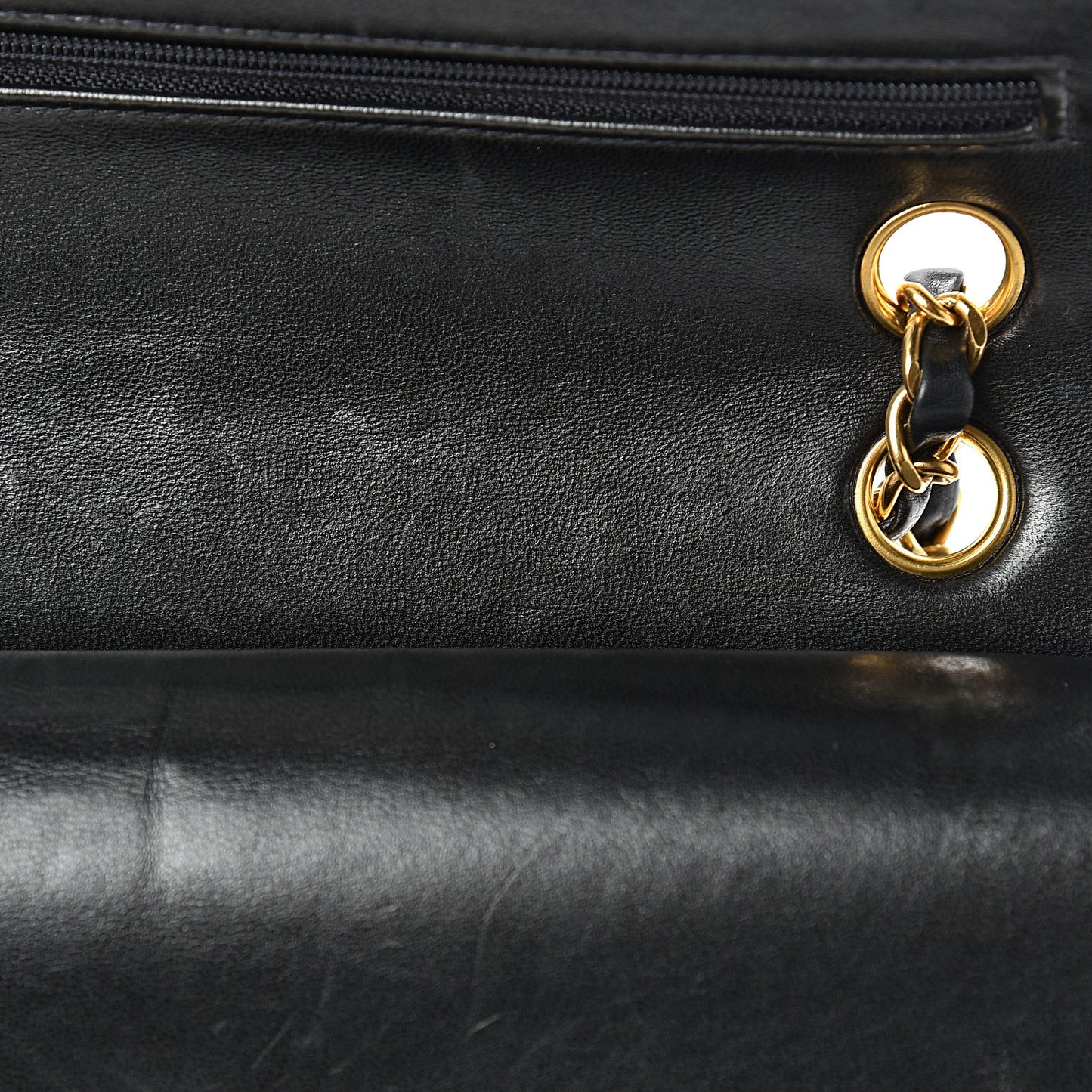 Lambskin Quilted Medium Double Flap Black