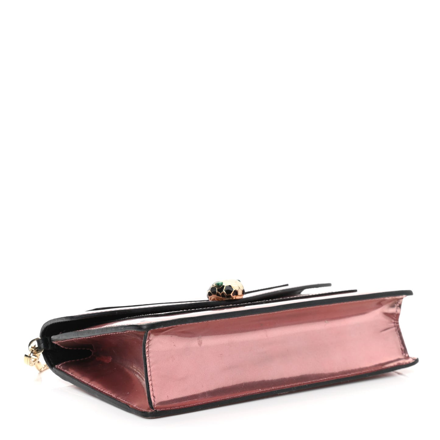 Metallic Serpenti Forever Chain Wallet Rose Quartz