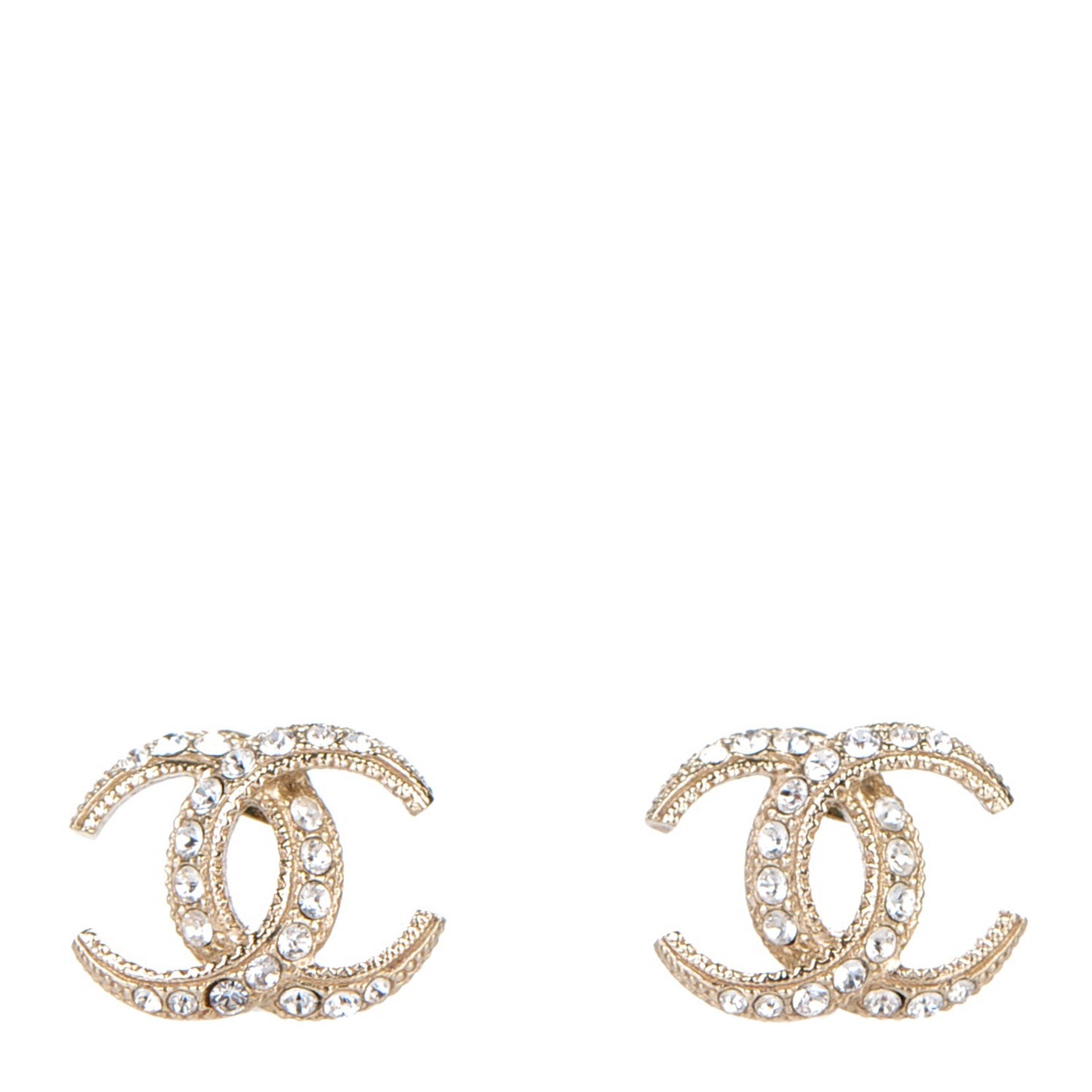 Crystal CC Moon Earrings Gold