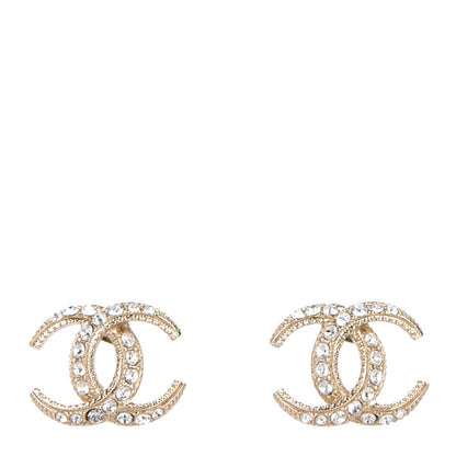 Chanel Crystal CC Moon Earrings Gold 1 of 5