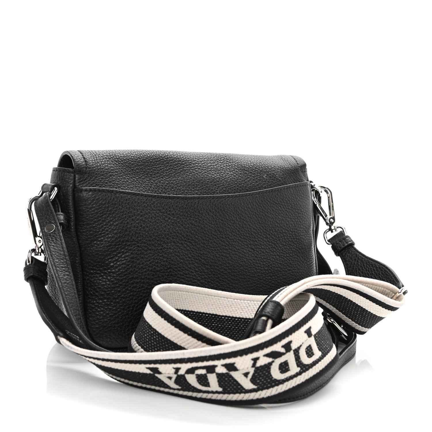 Prada Vitello Daino Soft Flap Crossbody Black 3 of 11