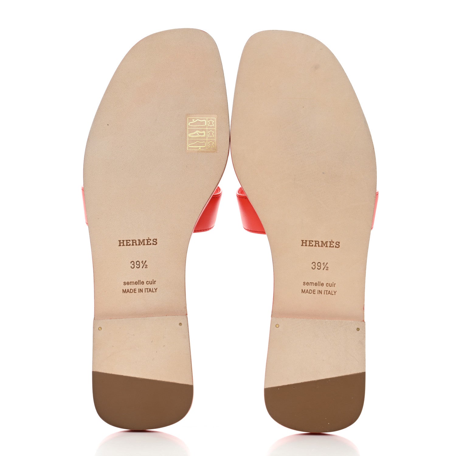 Hermes Box Calfskin Oran Sandals 39.5 Orange 5 of 8