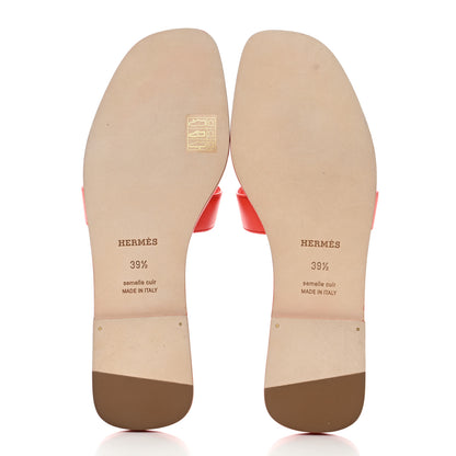 Hermes Box Calfskin Oran Sandals 39.5 Orange 5 of 8