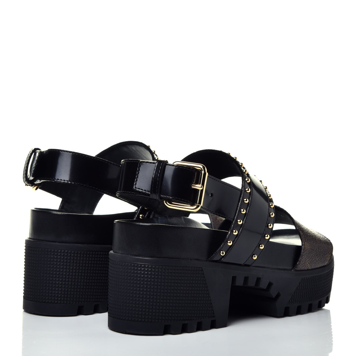 Louis Vuitton Calfskin Monogram Laureate Platform Sandals 36 Black 4 of 10