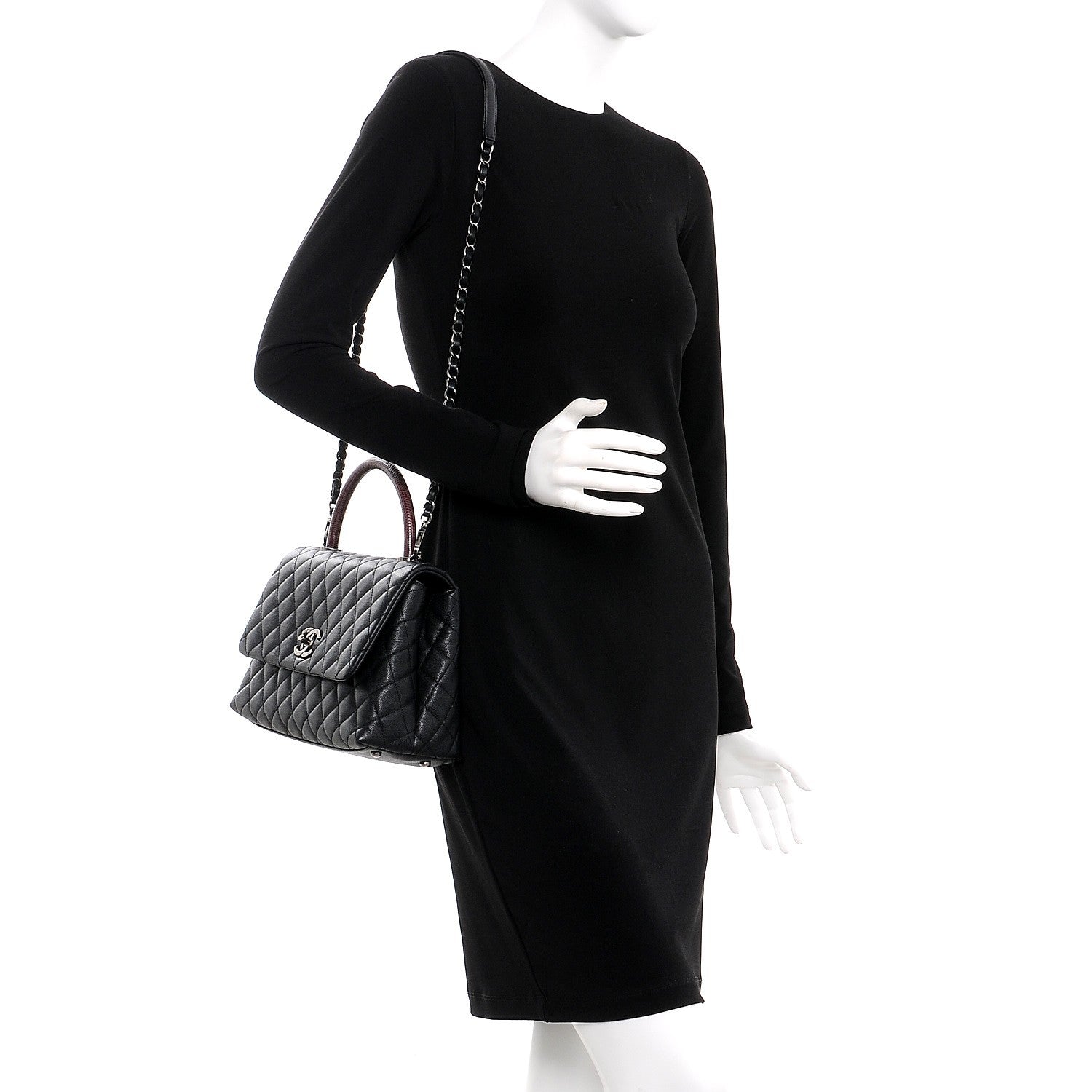 Chanel Caviar Lizard Quilted Small Coco Handle Flap Black 2 of 9