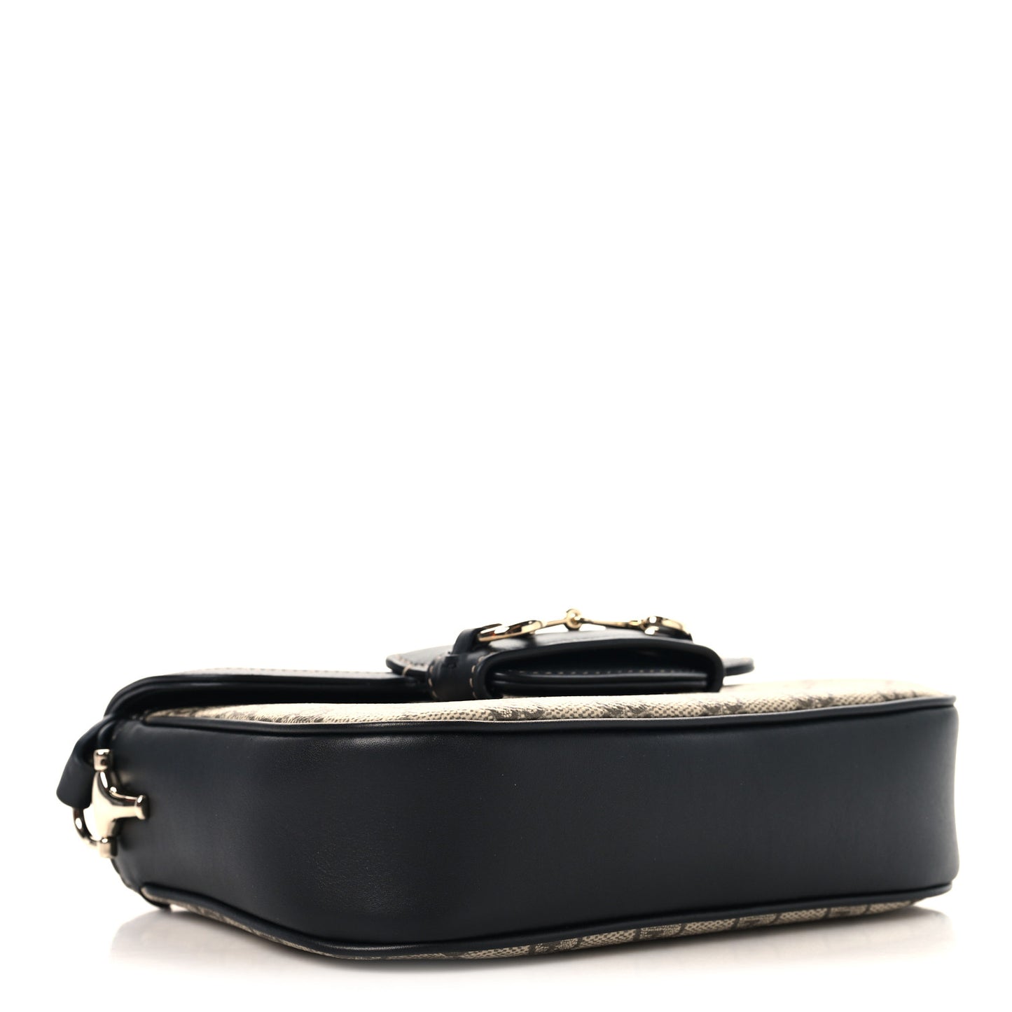 GG Supreme Monogram Horsebit 1955 Soft Small Shoulder Bag Beige Black