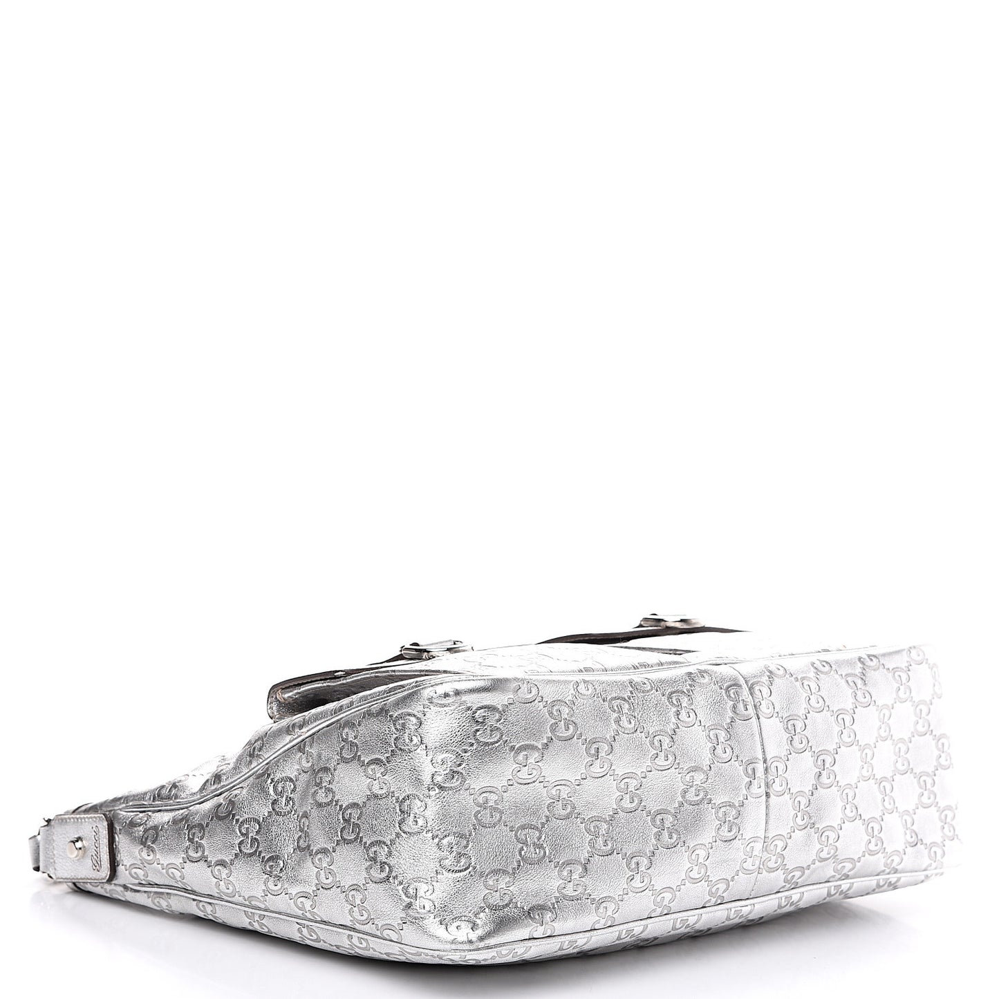 Metallic Guccissima Pocket Hobo Silver