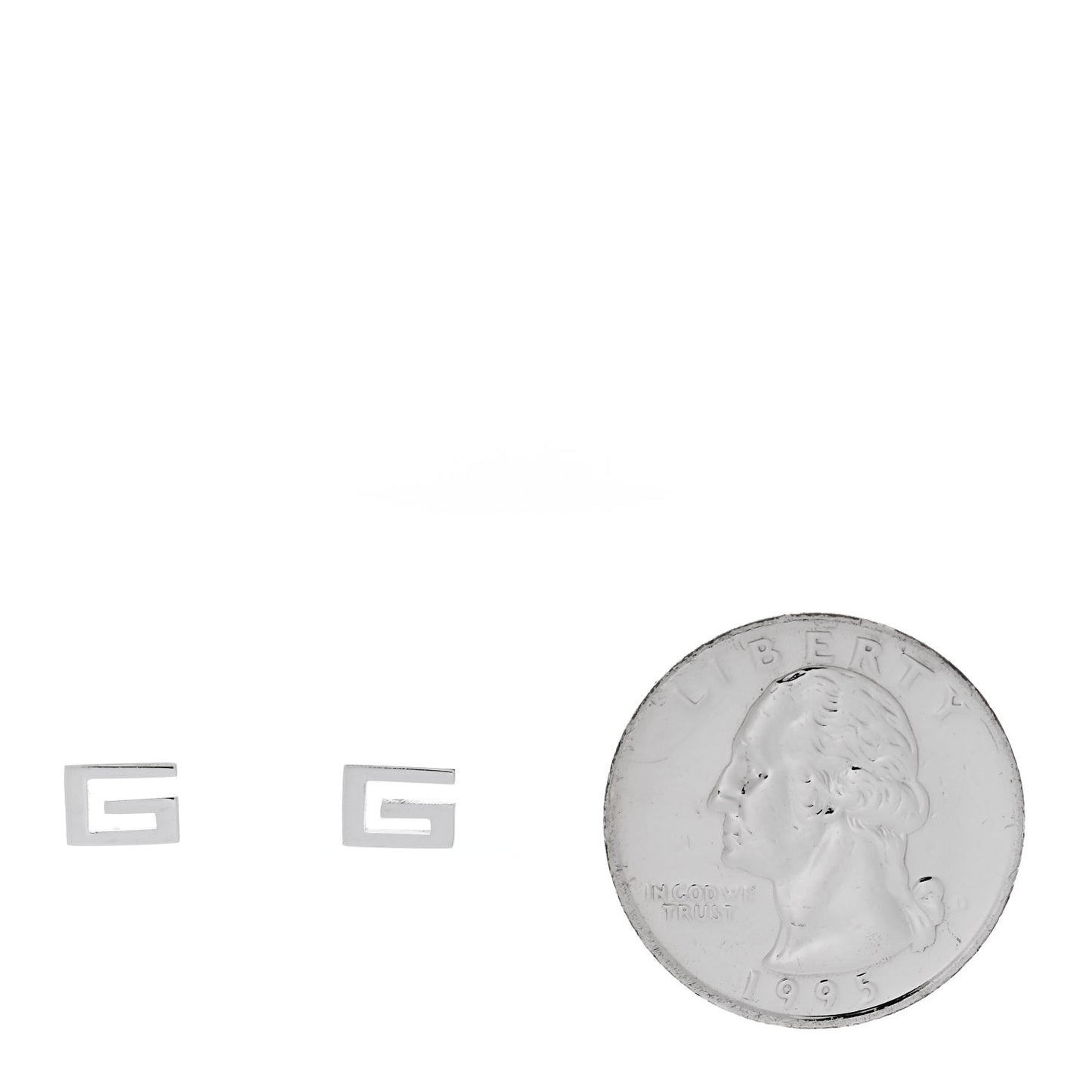 18K White Gold G Square Stud Earrings