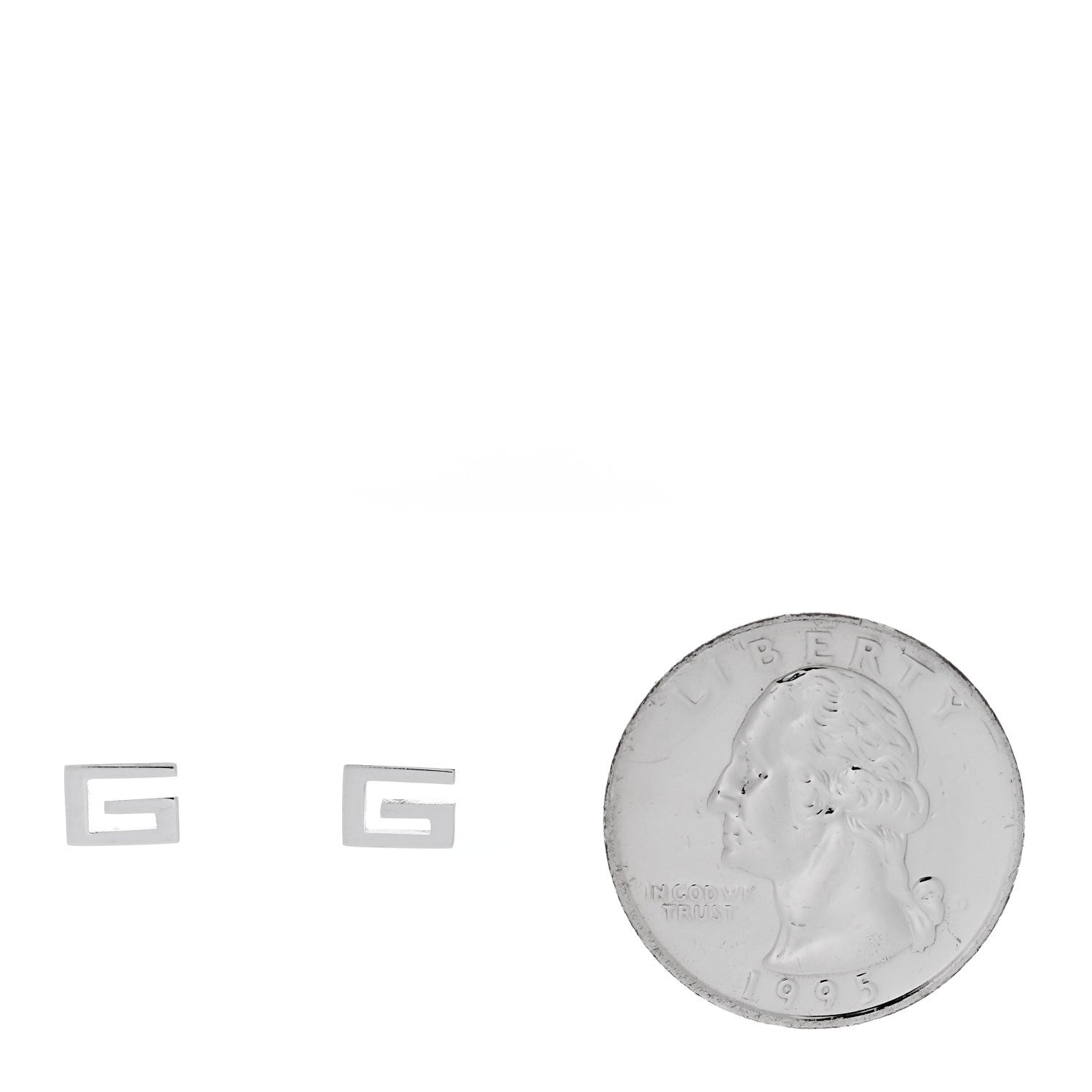 Gucci 18K White Gold G Square Stud Earrings 2 of 6