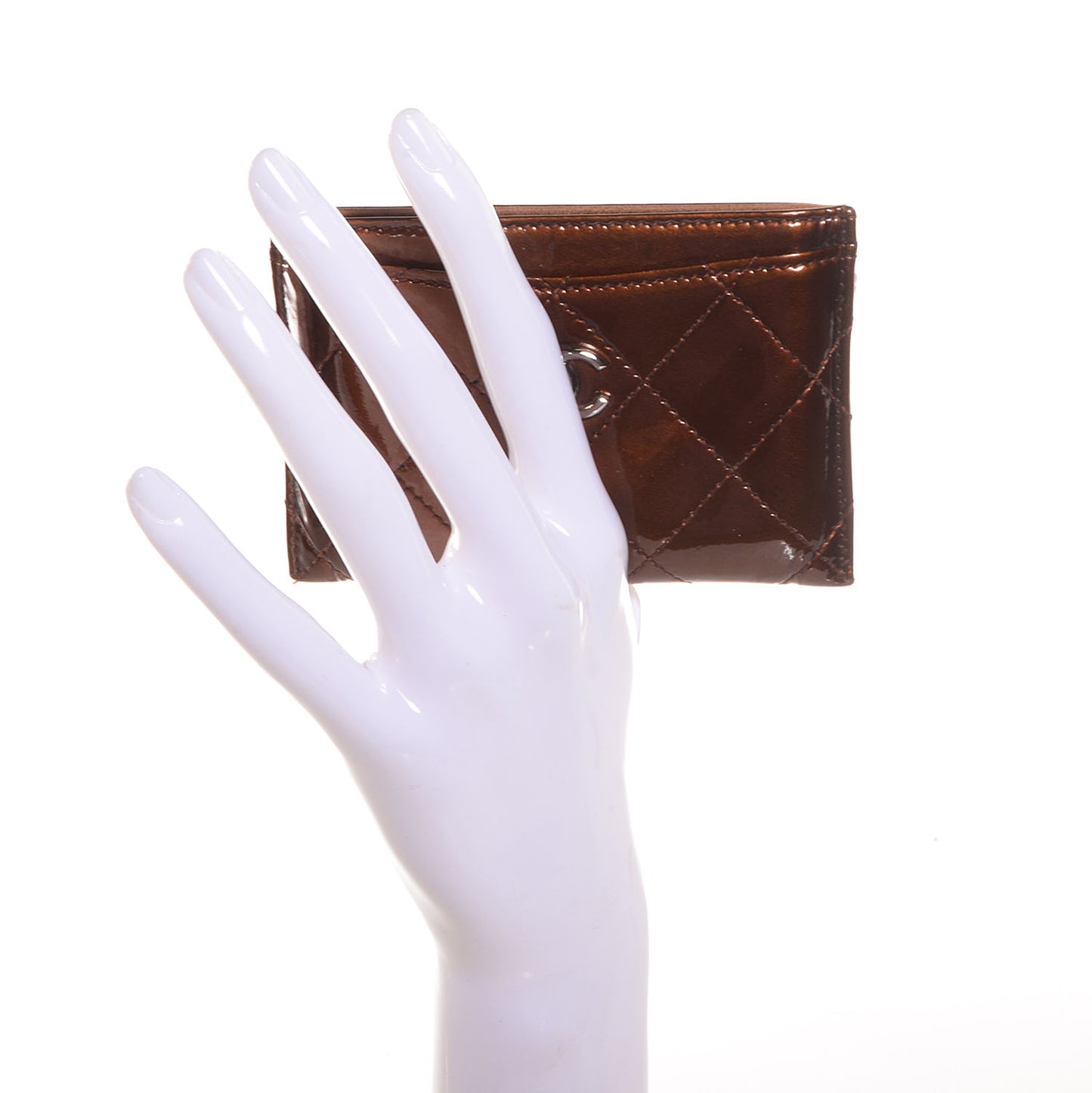 Patent Quilted Card Holder Bronze