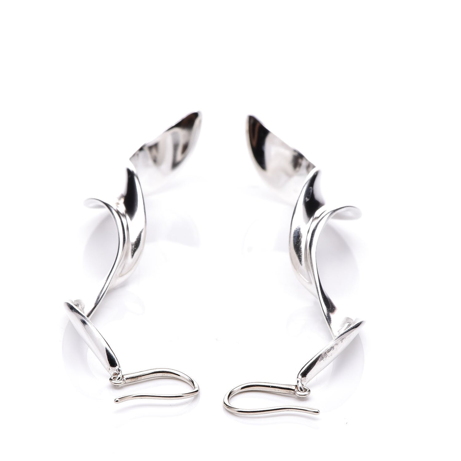 Tiffany Sterling Silver Frank Gehry Orchid Drop Earrings 3 of 4