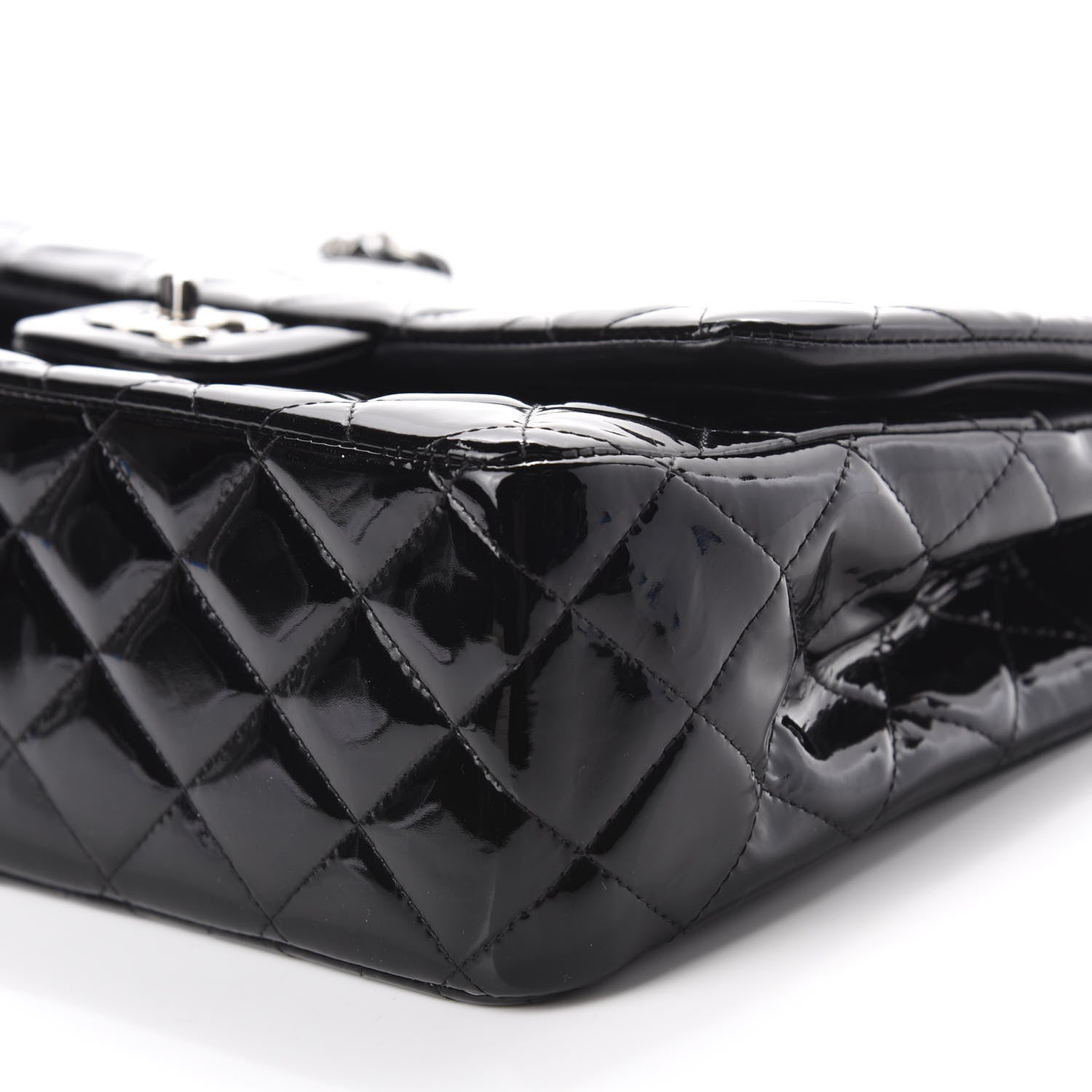 Chanel Patent Quilted Jumbo Double Flap Black 7 of 13