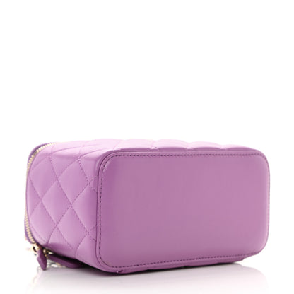 Chanel Lambskin Quilted Pearl Crush Small Vanity Case With Chain Purple 4 of 11