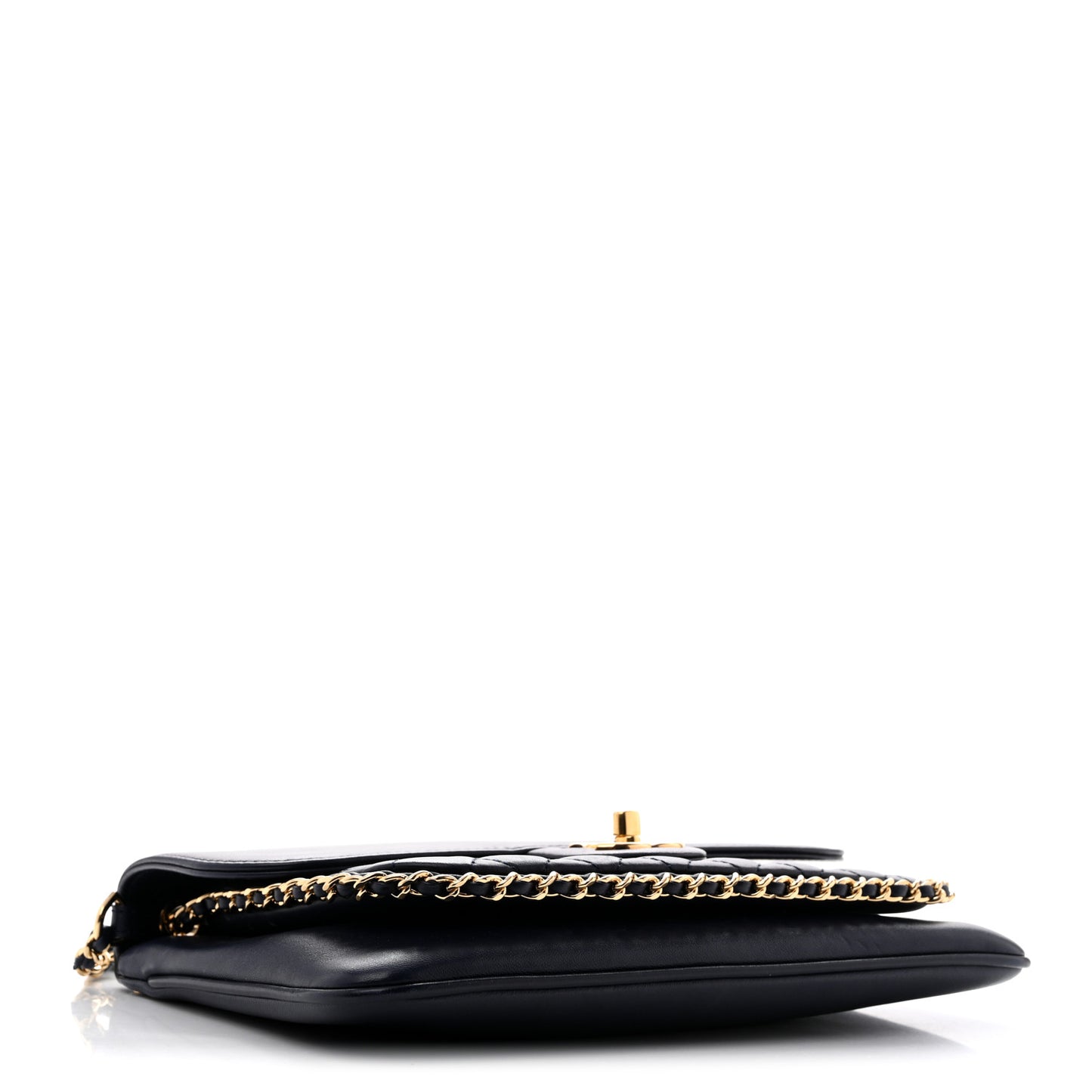 Lambskin Quilted Large CC Unchained Crossbody Navy