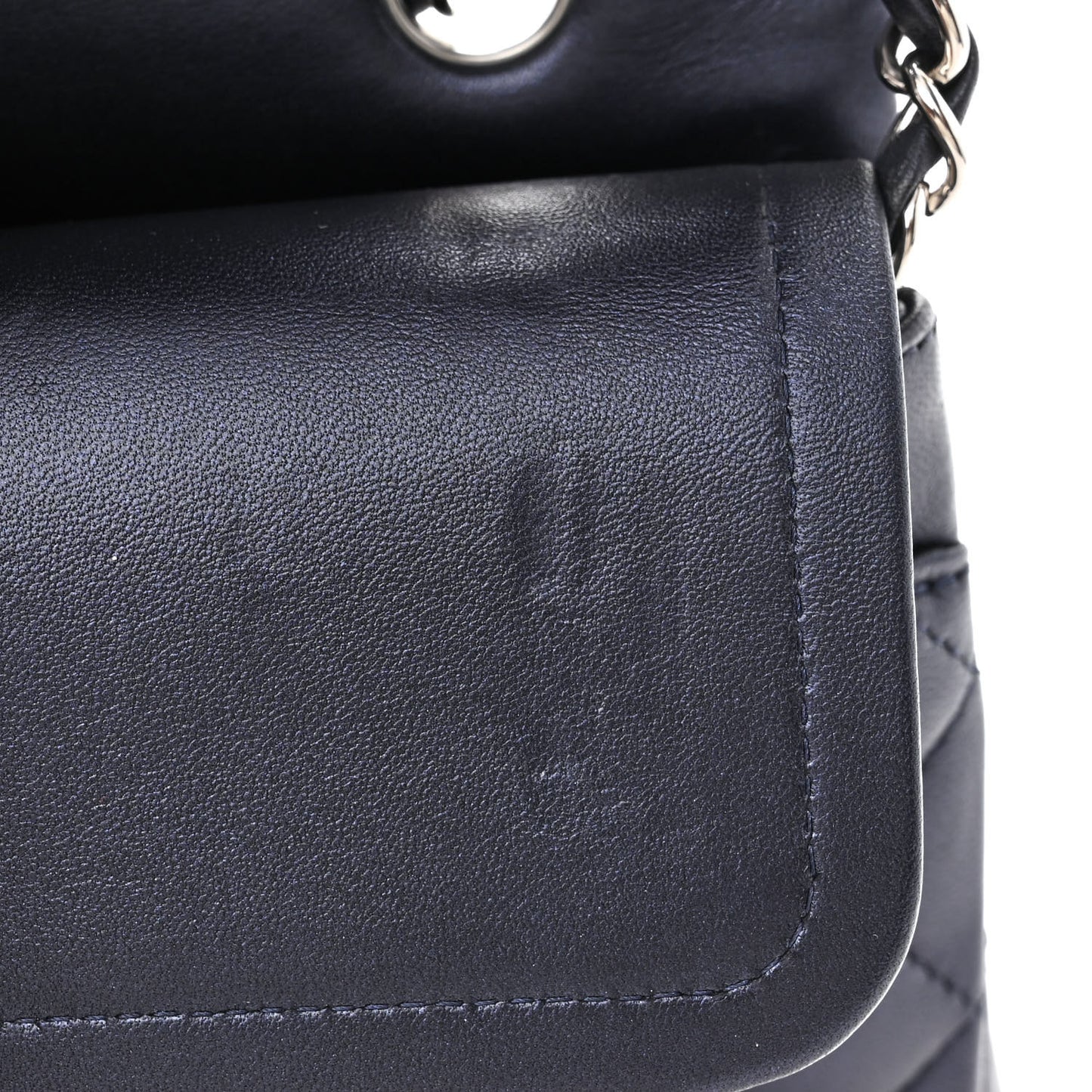 Iridescent Calfskin Quilted Medium Double Flap Navy