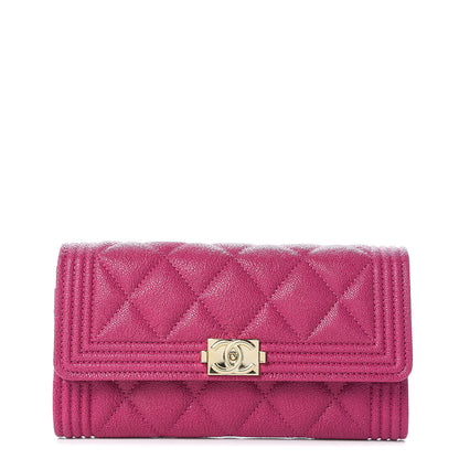 Chanel Caviar Quilted Medium Boy Flap Wallet Fuchsia 1 of 9