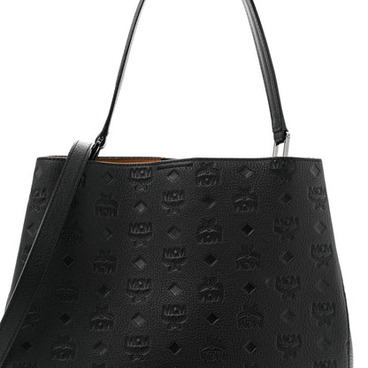 MCM Calfskin Ottomar Monogram Sarah Convertible Hobo Black 7 of 13
