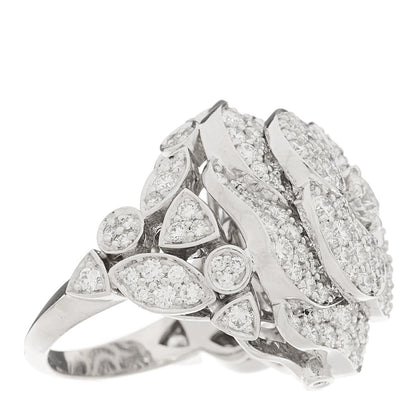 Chanel 18K White Gold Diamond 3.50ct Bouton de Camelia Ring 52 6 4 of 10
