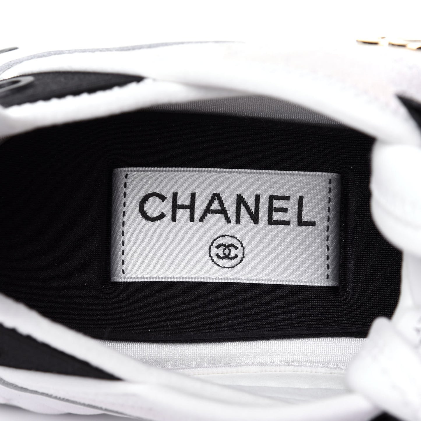 Velvet Calfskin Mixed Fibers CC Sneakers 38 Ivory Black