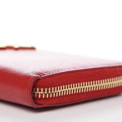 Saint Laurent Grain De Poudre Monogram Zip Around Wallet Red 8 of 10