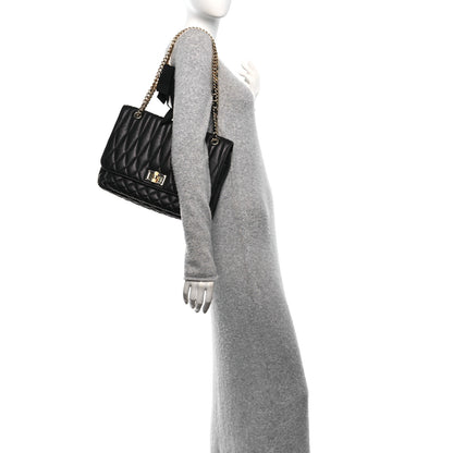 Lanvin Calfskin Matelasse Medium Happy Shoulder Bag Black 2 of 9