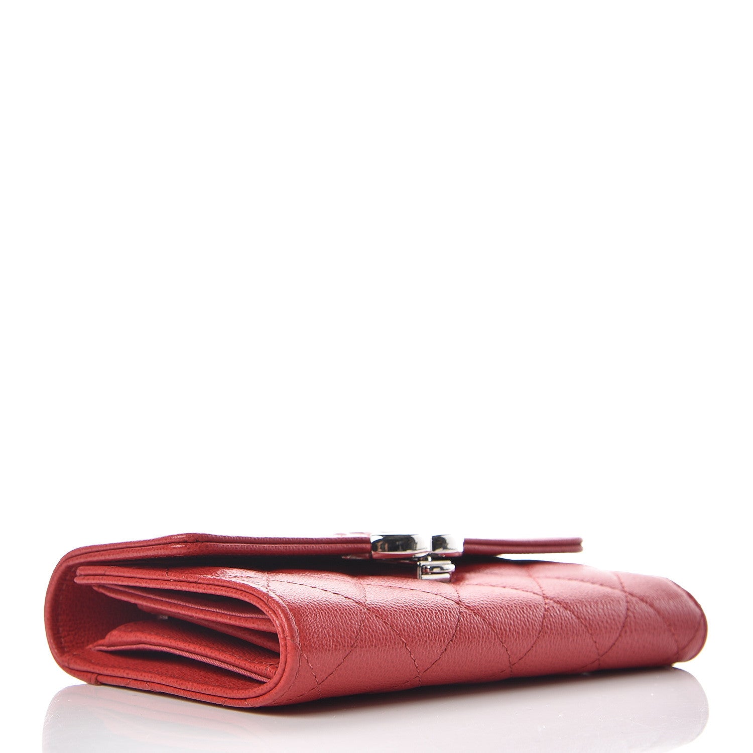 Chanel Grained Calfskin Quilted CC Box Flap Wallet Red 4 of 12