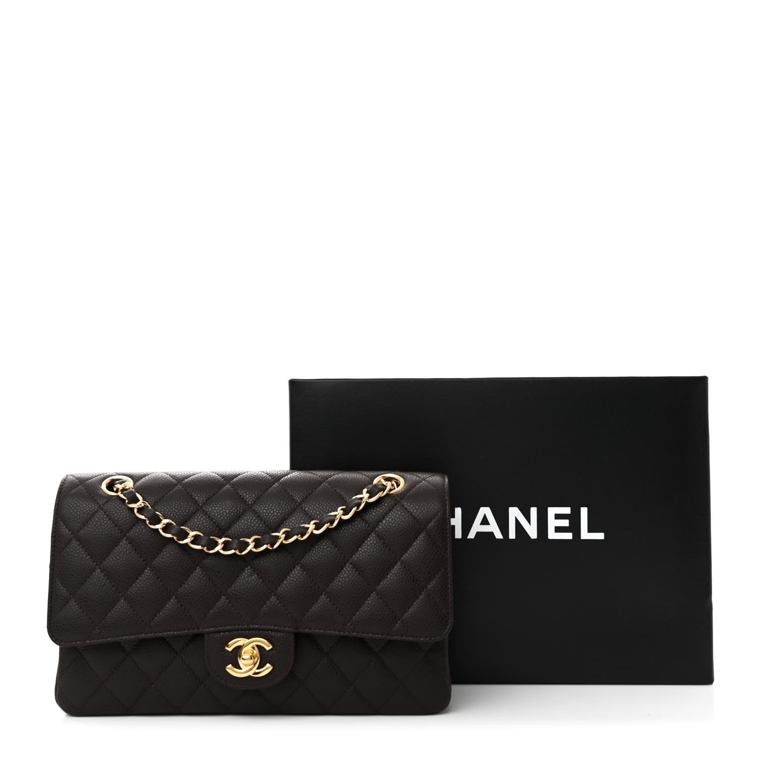 Chanel Caviar Quilted Medium Double Flap Brown 12 of 12
