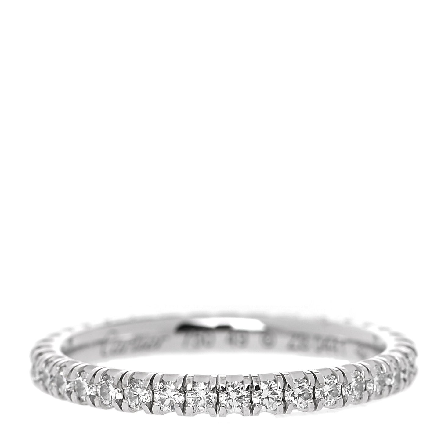 18K White Gold Diamond 2mm Etincelle de Cartier Wedding Band Ring 49 5