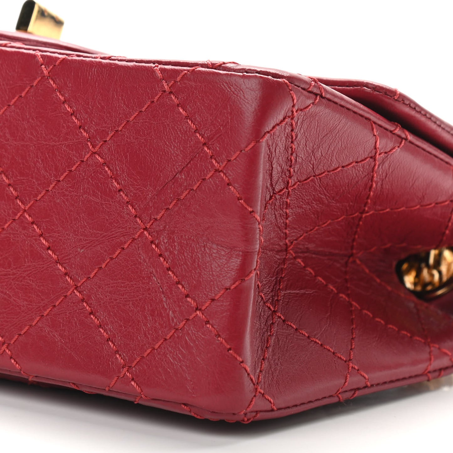 Aged Calfskin Quilted 2.55 Reissue Mini Flap Red
