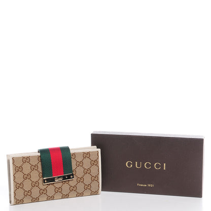 Gucci Monogram Calfskin Ladies Web Continental Wallet Beige Ebony Off White 5 of 8