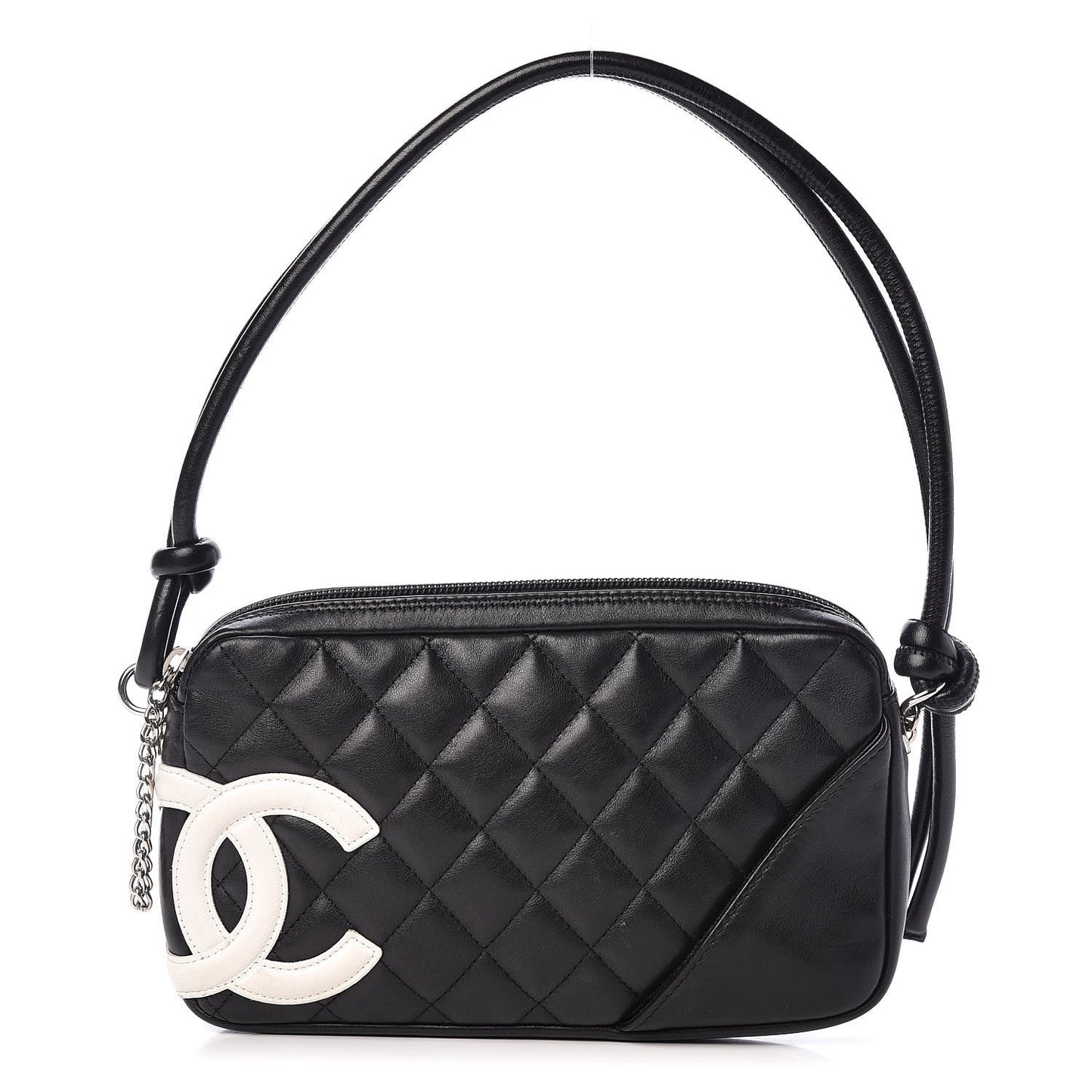 Calfskin Quilted Cambon Pochette Black White