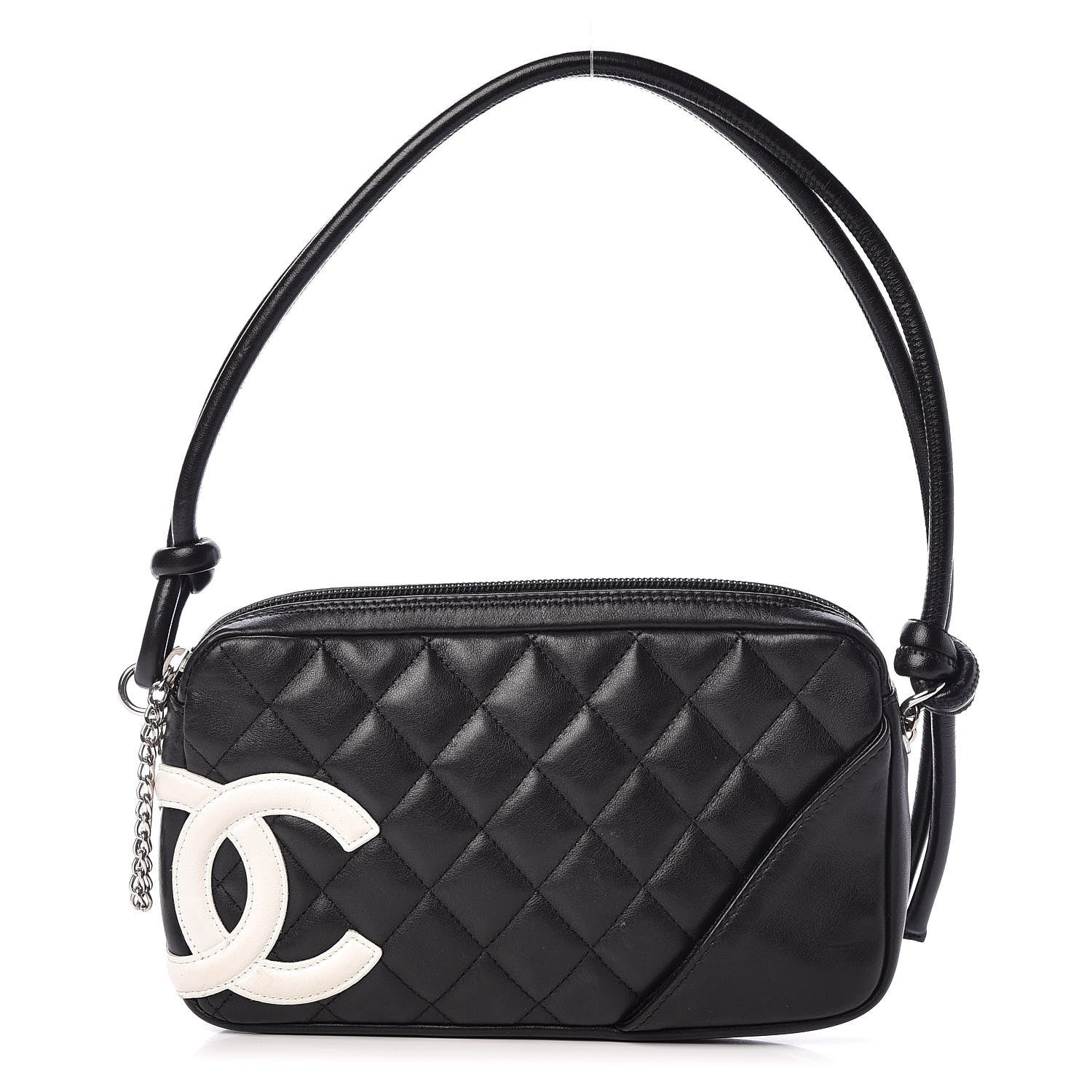 Chanel Calfskin Quilted Cambon Pochette Black White 1 of 12