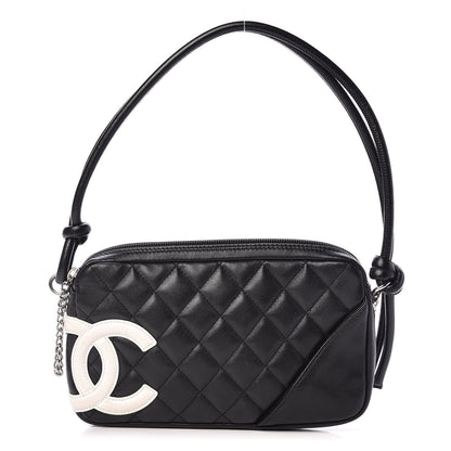 Chanel Calfskin Quilted Cambon Pochette Black White 1 of 12