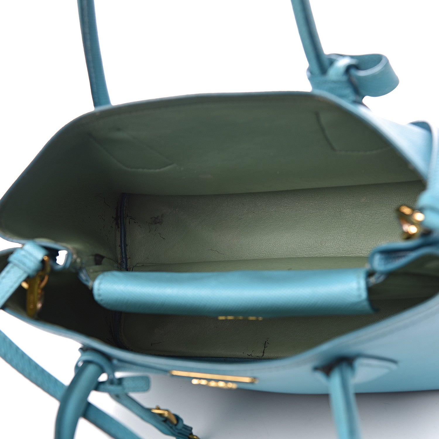 Prada Saffiano Cuir Small Double Bag Turchese 5 of 31