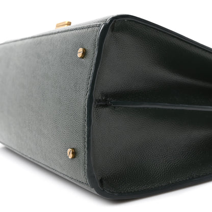 Saint Laurent Grain de Poudre Medium Classic Monogram Cassandra Top Handle Vert Fonce 10 of 10