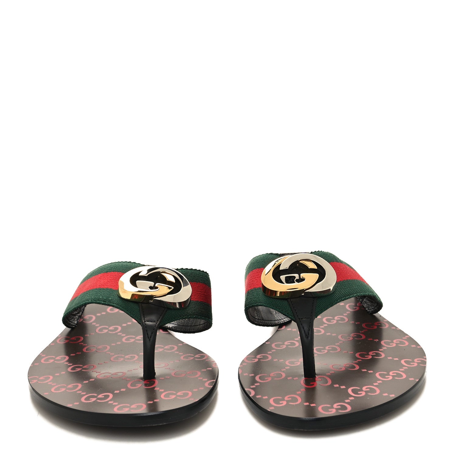 Gucci Canvas Web Womens Kika Thong Sandals 39.5 2 of 8