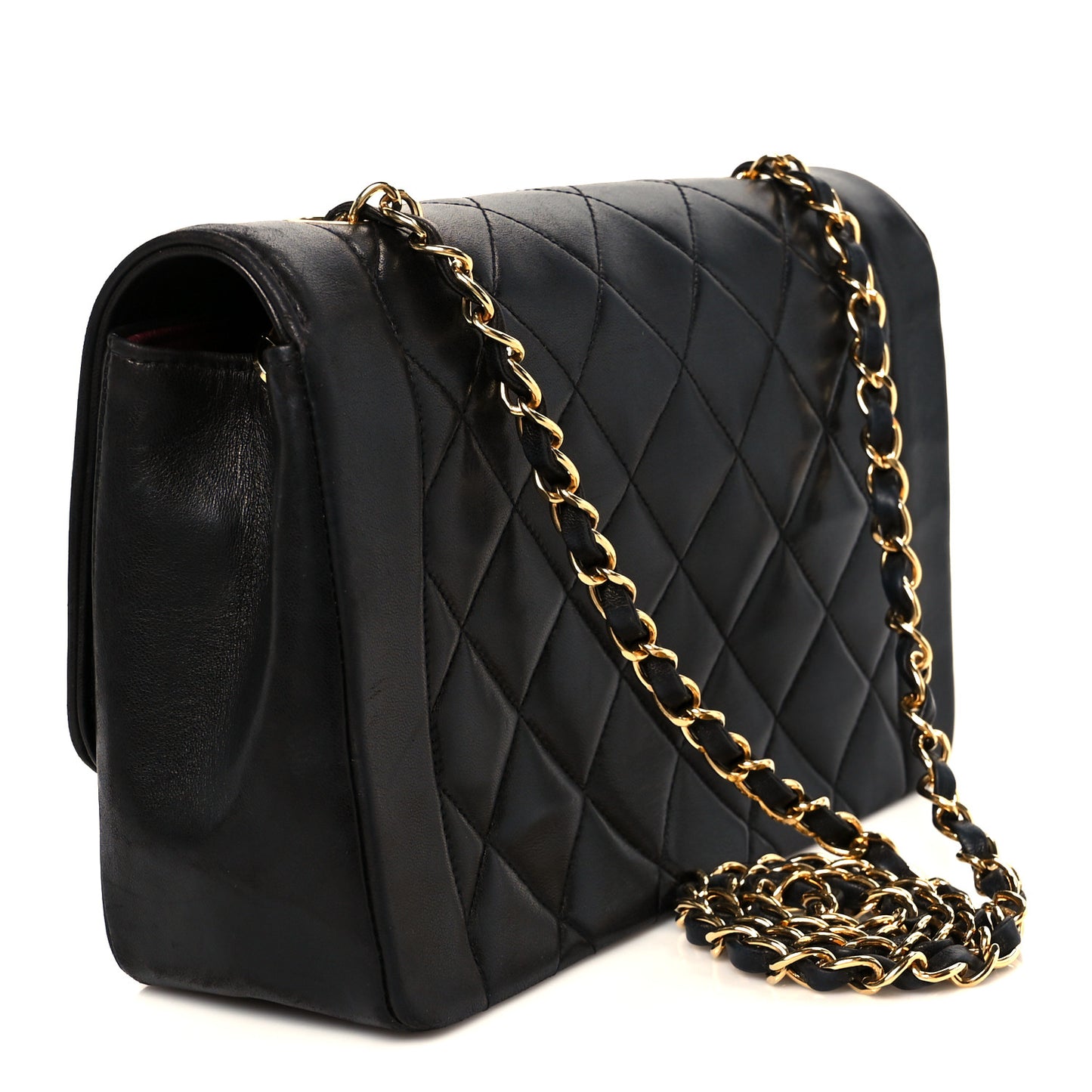 Lambskin Quilted Medium Single Flap Black