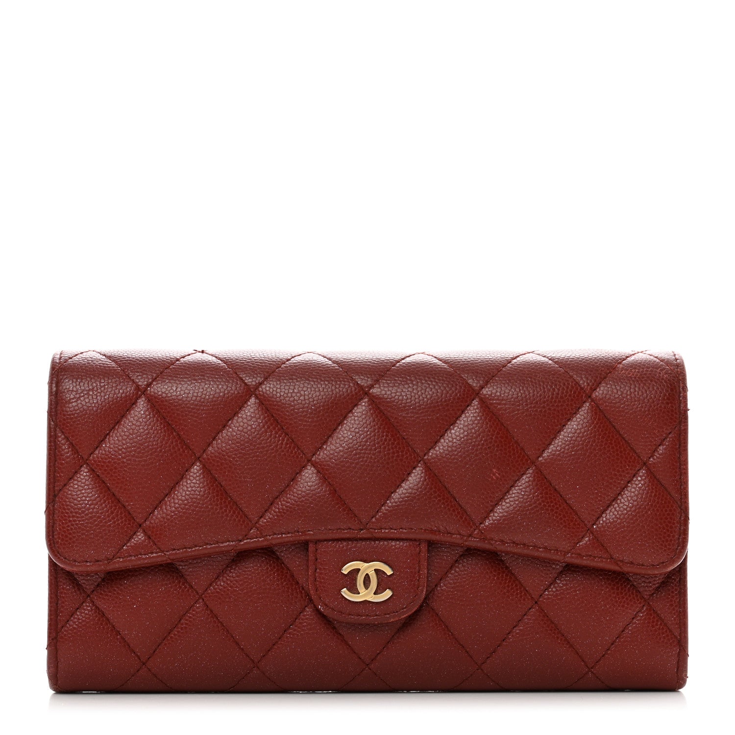 Chanel Iridescent Caviar Quilted Long Gusset Flap Wallet Red 1 of 11