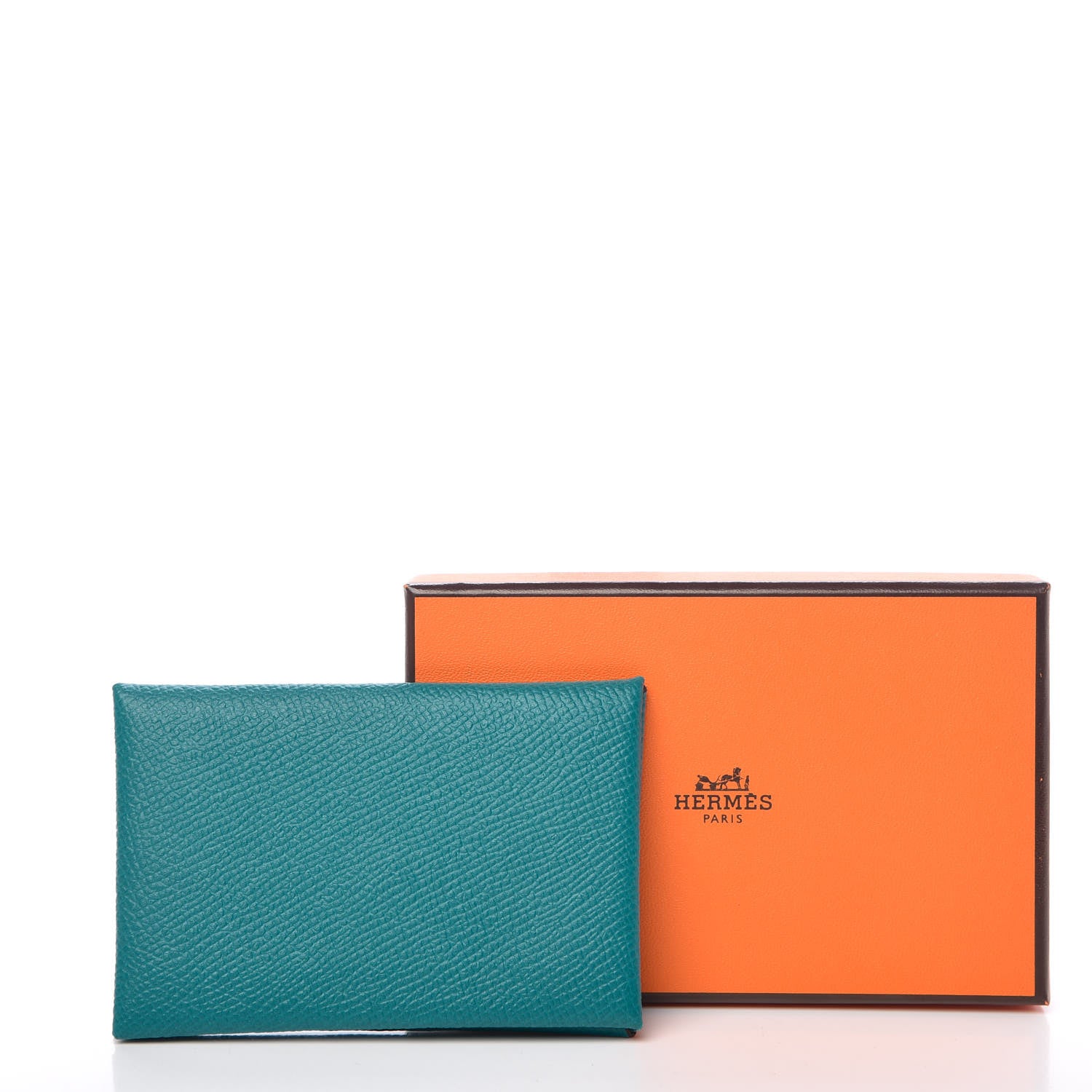 Hermes Epsom Calvi Card Case Bleu Paon 8 of 8