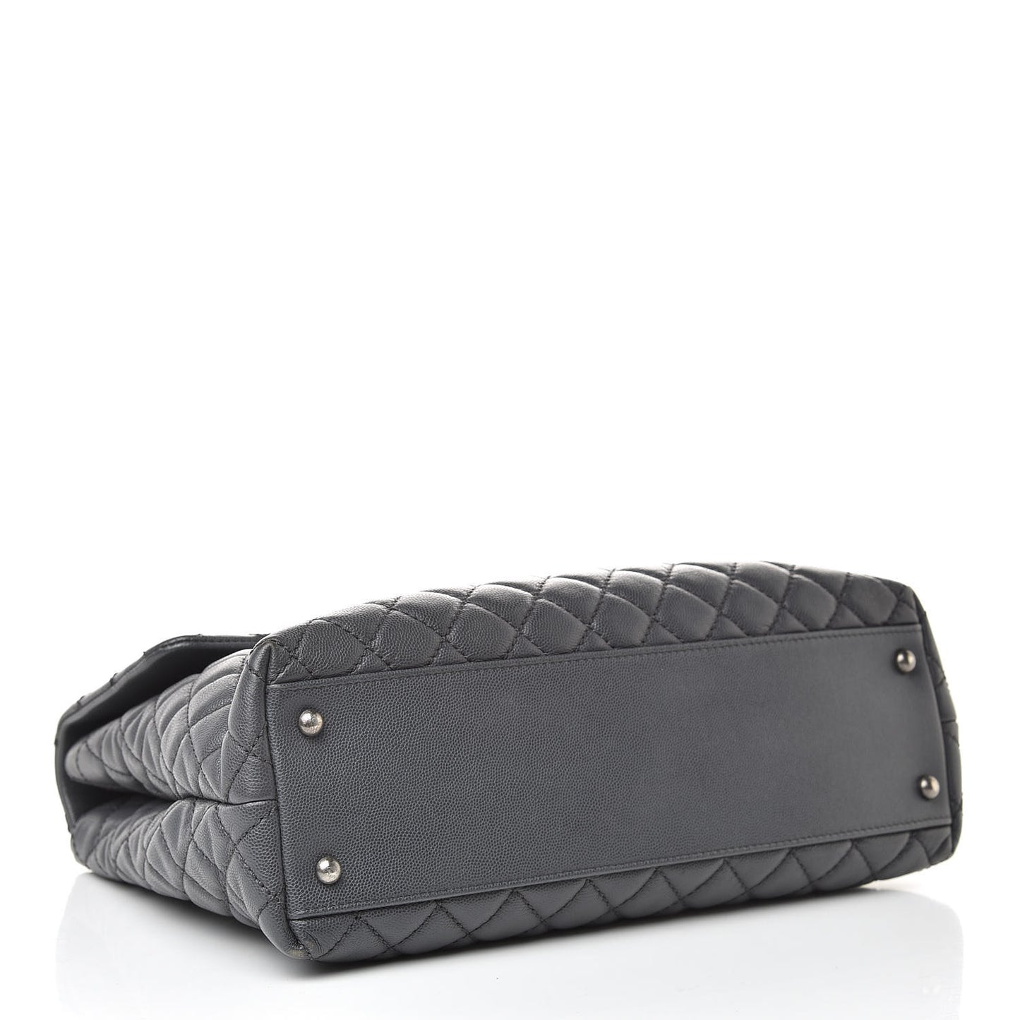 Caviar Quilted Large Coco Handle Flap Grey