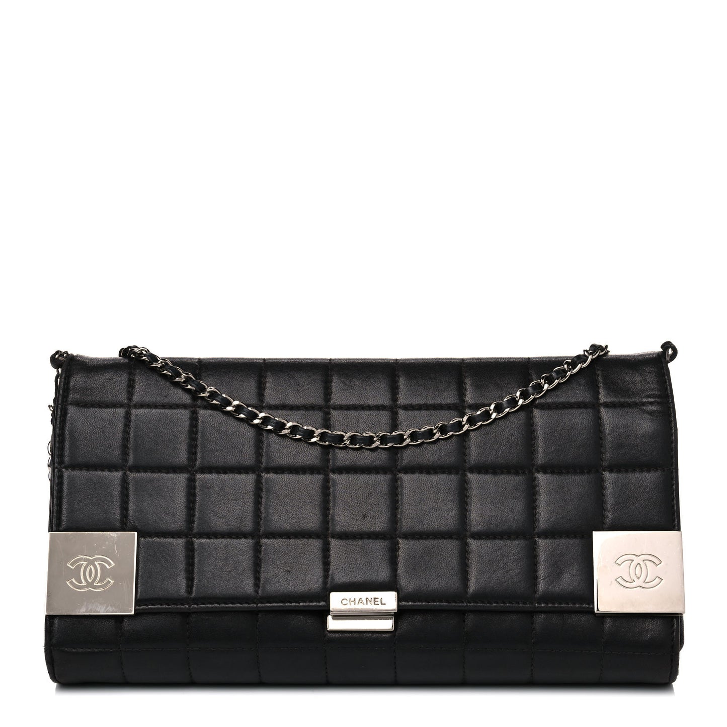 Lambskin Chocolate Bar Flap Black