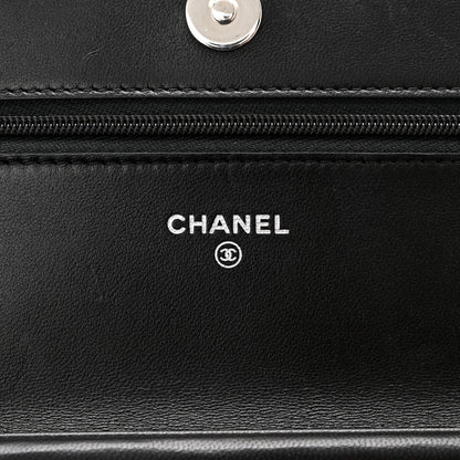 Chanel Lambskin Quilted Wallet On Chain WOC Black 6 of 12