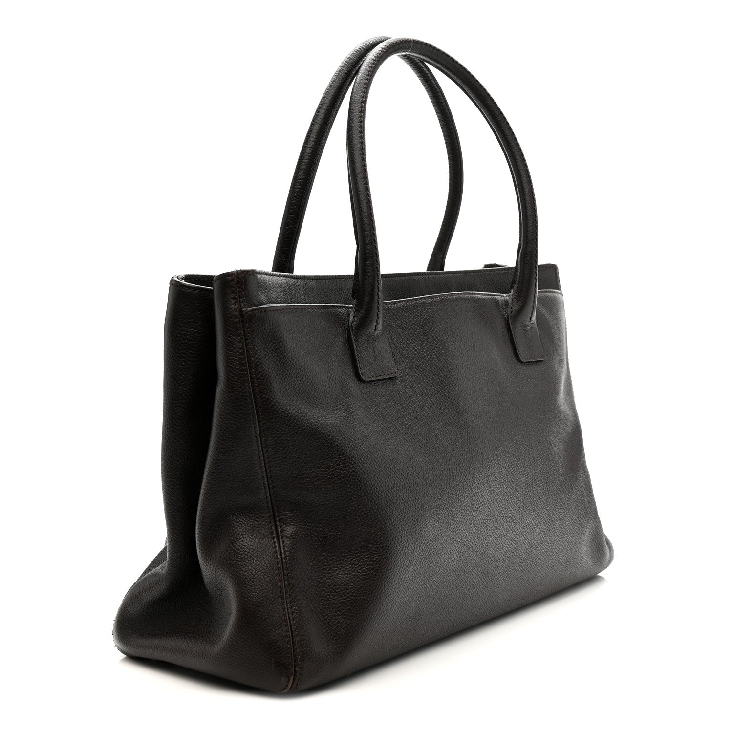 Chanel Calfskin Mademoiselle Lock Cerf Shopper Tote Brown 5 of 31